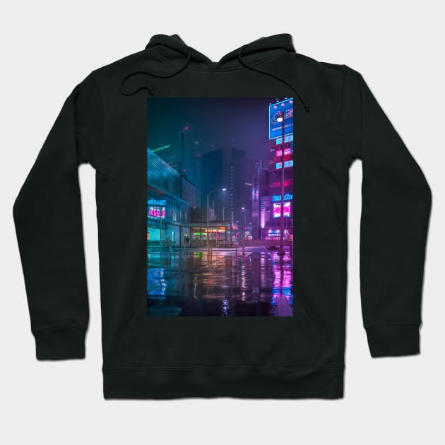 Only the rain Downtown Tokyo Hoodie by TokyoLuv